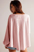 Waffle Knit V Neck Drop Shoulder Long Sleeve Casual Blouse