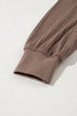 Waffle Knit V Neck Drop Shoulder Long Sleeve Casual Blouse