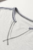 Waffle Knit V Neck Exposed Seam Relaxed Sweatshirt