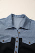 Waffle Knit Western Patchwork Button Flap Polo Top