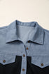 Waffle Knit Western Patchwork Button Flap Polo Top