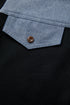 Waffle Knit Western Patchwork Button Flap Polo Top
