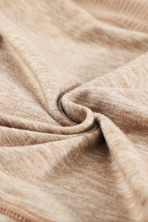 Waffle Patchwork V Neck Pullover Knit Hoodie