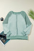 Waffle Texture Exposed Seam Long Sleeve Pullover