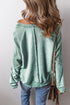 Waffle Texture Exposed Seam Long Sleeve Pullover