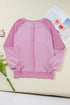 Waffle Texture Exposed Seam Long Sleeve Pullover