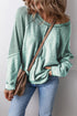 Waffle Texture Exposed Seam Long Sleeve Pullover