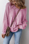 Waffle Texture Exposed Seam Long Sleeve Pullover