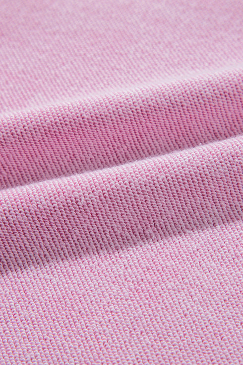 Waffle Texture Exposed Seam Long Sleeve Pullover