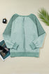 Waffle Texture Exposed Seam Long Sleeve Pullover