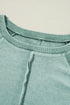 Waffle Texture Exposed Seam Long Sleeve Pullover