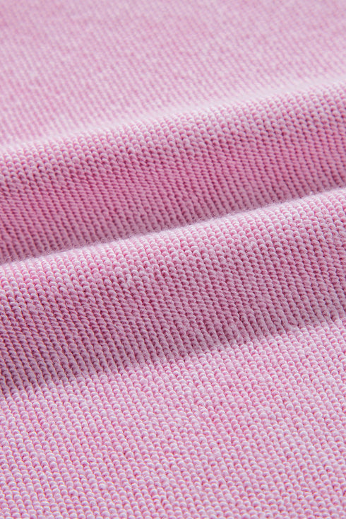 Waffle Texture Exposed Seam Long Sleeve Pullover