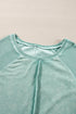 Waffle Texture Exposed Seam Long Sleeve Pullover Top