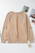 Waffle Texture Exposed Seam Long Sleeve Pullover Top
