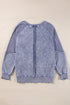 Waffle Texture Exposed Seam Long Sleeve Pullover Top