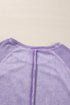 Waffle Texture Exposed Seam Long Sleeve Pullover Top
