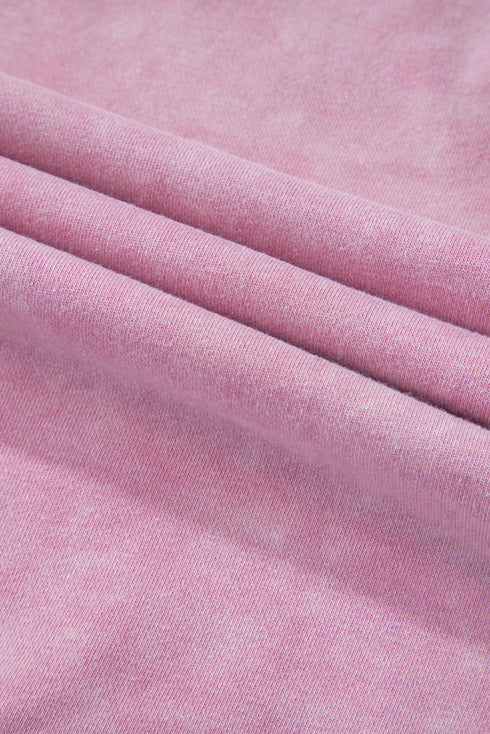 Waffle Texture Exposed Seam Long Sleeve Pullover Top