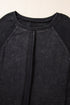 Waffle Texture Exposed Seam Long Sleeve Pullover Top