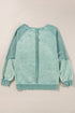Waffle Texture Exposed Seam Long Sleeve Pullover Top