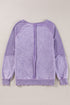 Waffle Texture Exposed Seam Long Sleeve Pullover Top