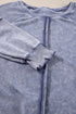 Waffle Texture Exposed Seam Long Sleeve Pullover Top
