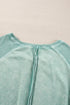 Waffle Texture Exposed Seam Long Sleeve Pullover Top
