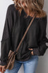 Waffle Texture Exposed Seam Long Sleeve Pullover Top