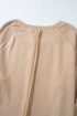 Waffle Texture Exposed Seam Long Sleeve Pullover Top