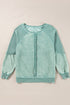 Waffle Texture Exposed Seam Long Sleeve Pullover Top
