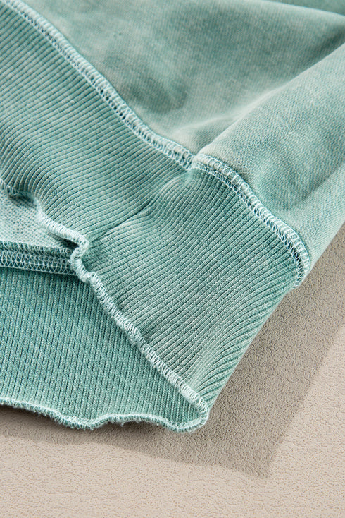 Waffle Texture Exposed Seam Long Sleeve Pullover Top