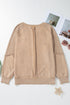 Waffle Texture Exposed Seam Long Sleeve Pullover Top