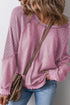 Waffle Texture Exposed Seam Long Sleeve Pullover Top
