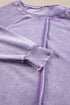 Waffle Texture Exposed Seam Long Sleeve Pullover Top