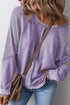 Waffle Texture Exposed Seam Long Sleeve Pullover Top