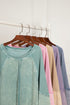 Waffle Texture Exposed Seam Long Sleeve Pullover Top