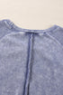 Waffle Texture Exposed Seam Long Sleeve Pullover Top