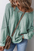 Waffle Texture Exposed Seam Long Sleeve Pullover Top