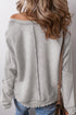 Waffle Texture Exposed Seam Long Sleeve Pullover Top