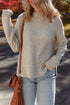 Waffle Texture Mock Neck Drop Shoulder Rib Hem Sweater