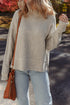Waffle Texture Mock Neck Drop Shoulder Rib Hem Sweater