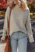 Waffle Texture Mock Neck Drop Shoulder Rib Hem Sweater