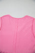 Waffle Textured Button Round Neck A-line Tiered Sleeveless Dress