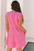 Waffle Textured Button Round Neck A-line Tiered Sleeveless Dress