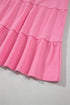 Waffle Textured Button Round Neck A-line Tiered Sleeveless Dress