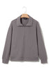 Waffle Textured Collar Half Zip Pocketed Drop Shoulder Sweatshirt
