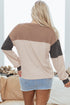 Waffled Patchwork Long Sleeve Loose Fit Henley Top