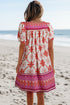 Wanderlust Folkloric Print Tassel Tie Puff Sleeve Babydoll Mini Dress