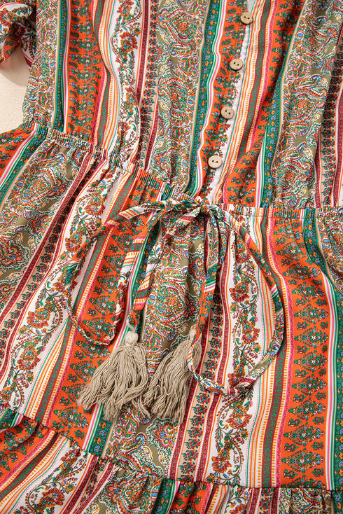 Wanderlust Heart Floral Print Ruffle Tiered Mini Dress