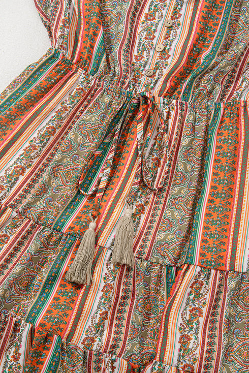 Wanderlust Heart Floral Print Ruffle Tiered Mini Dress