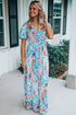 Warp V Neck Floral Maxi Dress